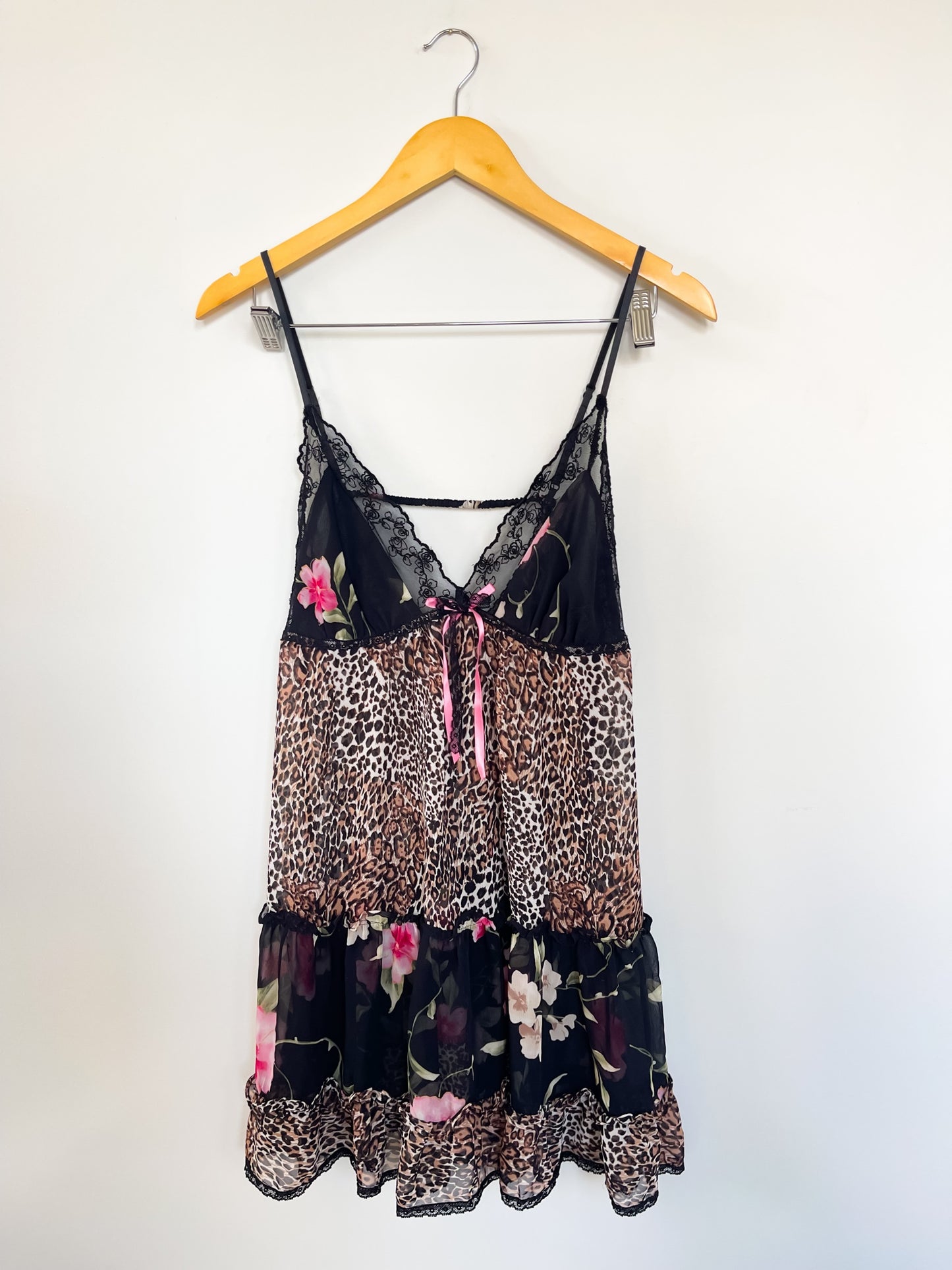 Lace Babydoll Dress in Animal Print and Floral