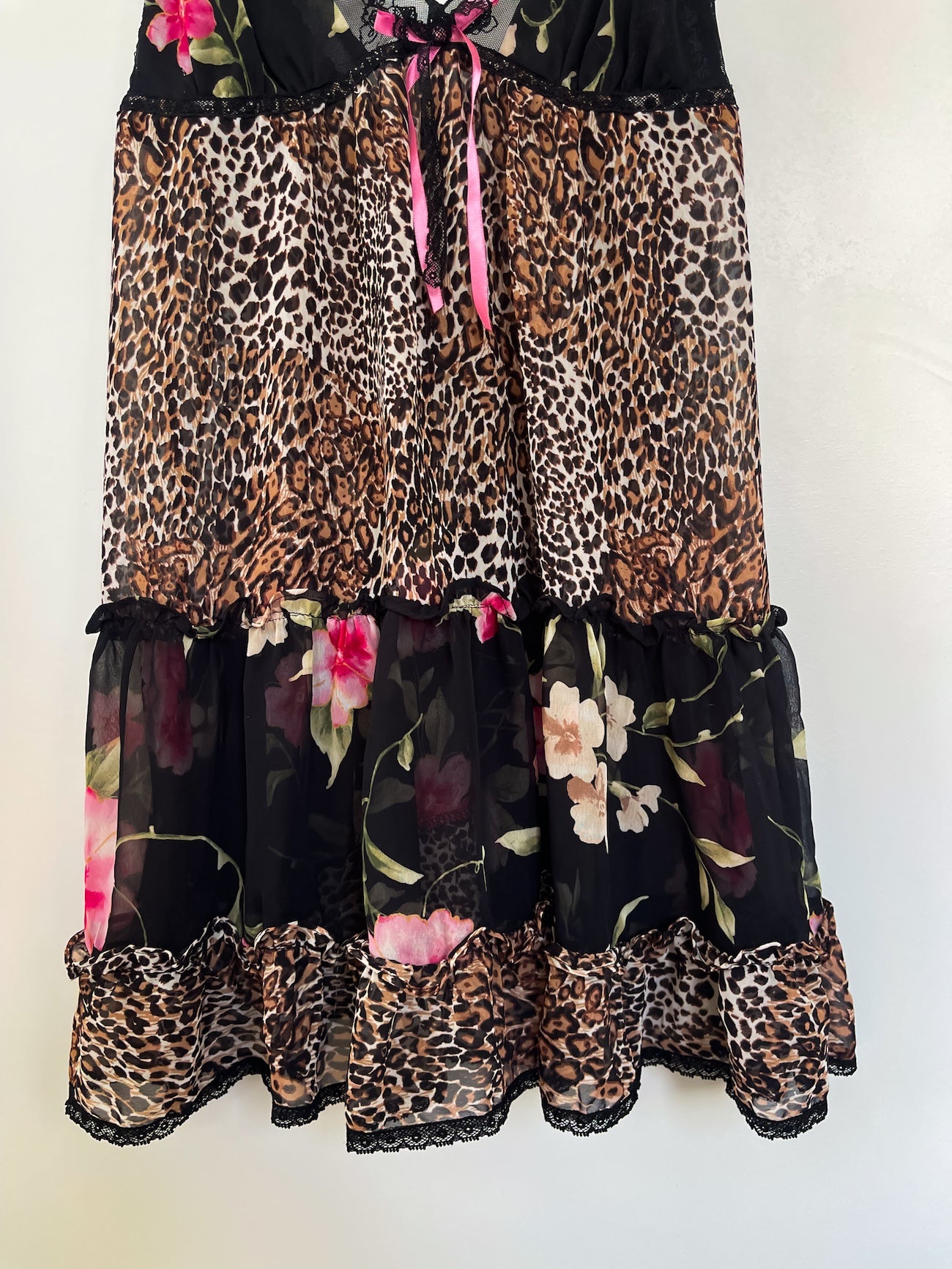 Lace Babydoll Dress in Animal Print and Floral